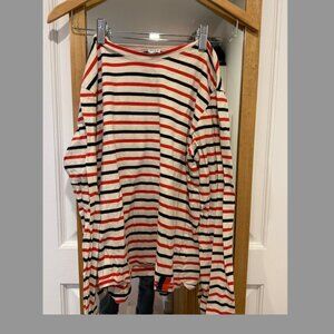 Kule Red and Black Striped Longsleeved Tee, Size Medium